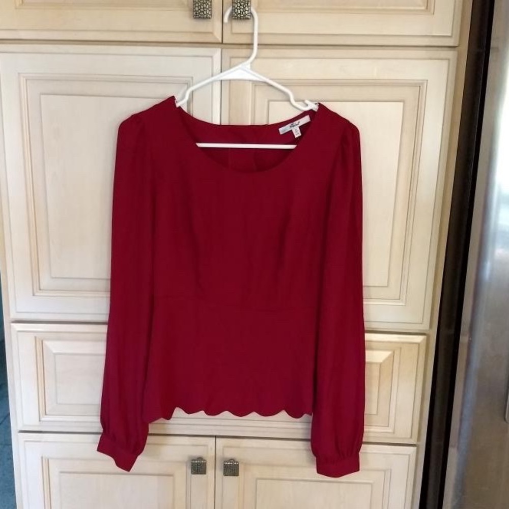 🆕 Papaya: Red Long sleeves Blouse